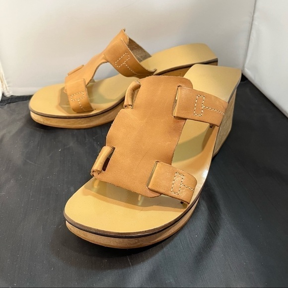 4 for $40 SALE! Brazilian Made Leather Wrapped Wedge Platform Sandals, Size 10 - Picture 1 of 9